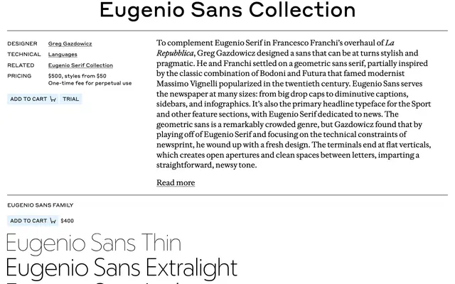 Eugenio Sans Collection specimen from Commercial Type