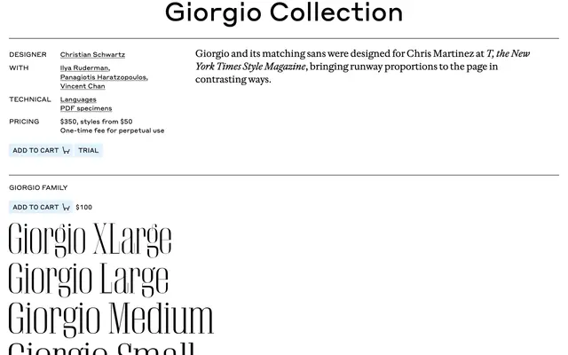 Giorgio specimen from Commercial Type