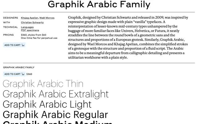 Graphik Arabic specimen from Commercial Type