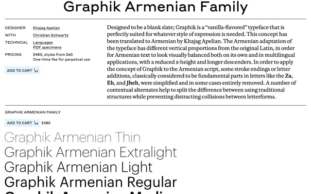 Graphik Armenian specimen from Commercial Type