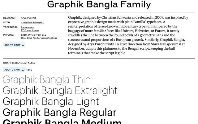 Graphik Bangla specimen from Commercial Type