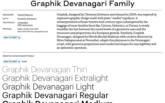 Graphik Devanagari specimen from Commercial Type