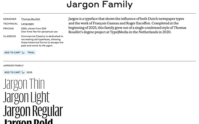 Jargon specimen from Commercial Type