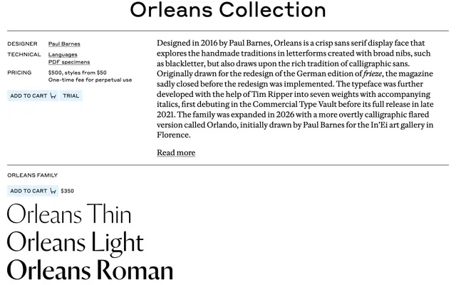 Orleans specimen from Commercial Type