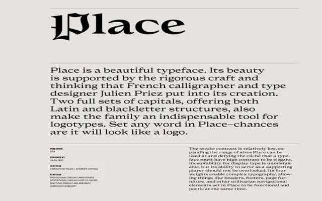 Place specimen from Commercial Type