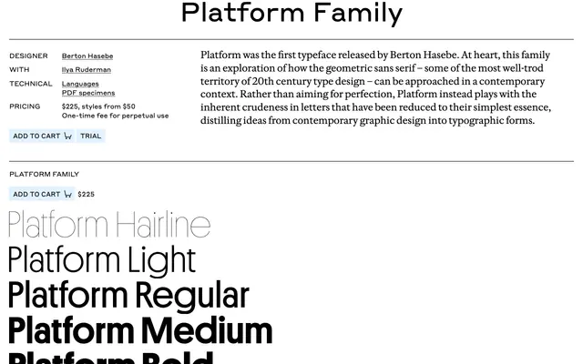 Platform specimen from Commercial Type