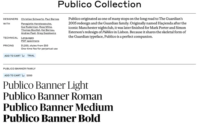 Publico specimen from Commercial Type