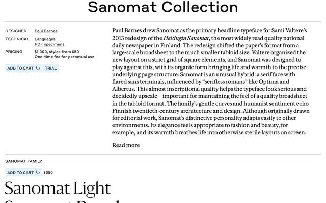 Sanomat specimen from Commercial Type