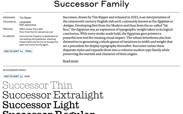 Successor specimen from Commercial Type