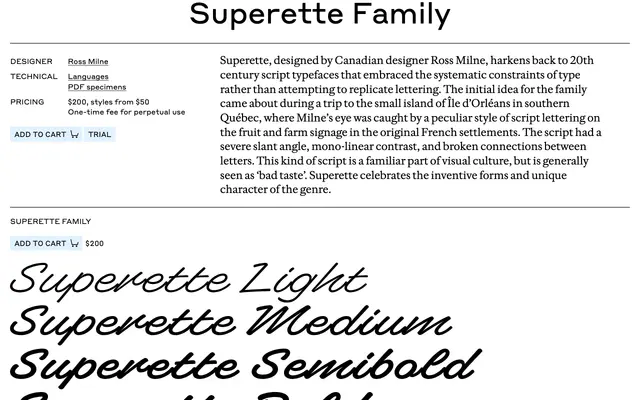 Superette specimen from Commercial Type