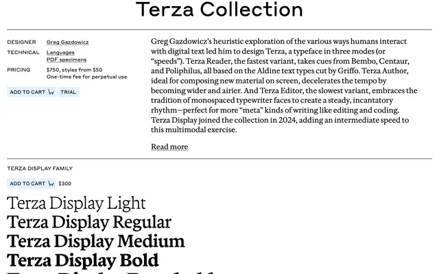 Terza specimen from Commercial Type