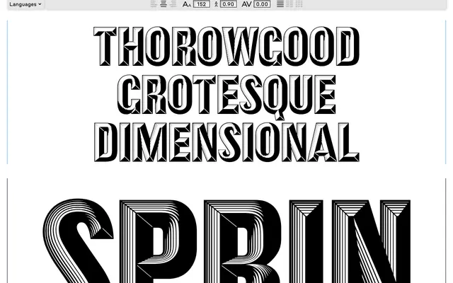 Thorowgood Grotesque Dimensional specimen from Commercial Type