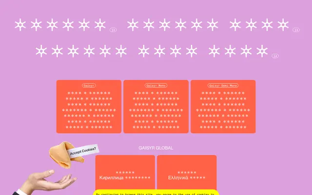 Gaisyr specimen from Dinamo Typefaces