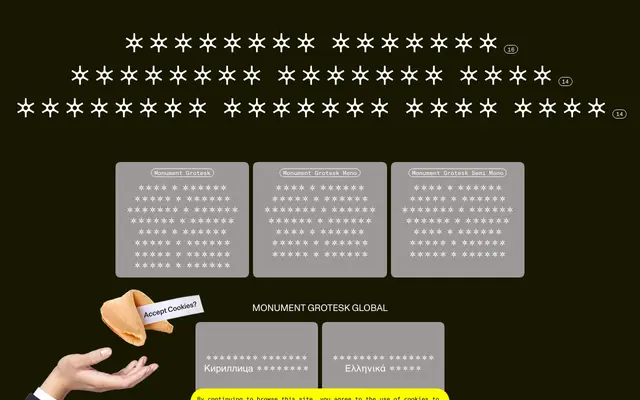 Monument Grotesk specimen from Dinamo Typefaces