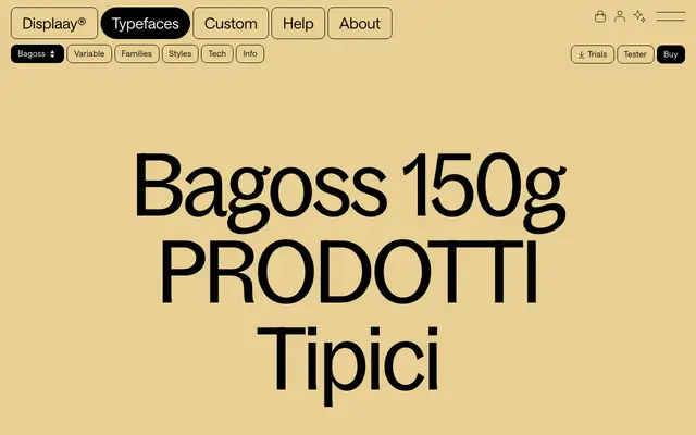 Bagoss Condensed specimen from Displaay Type Foundry