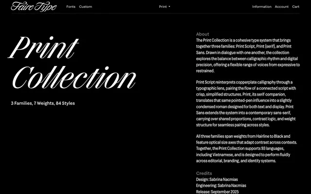 Print Collection specimen from Faire Type
