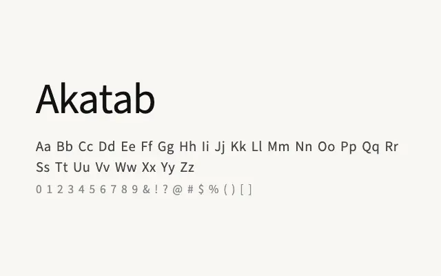 Akatab specimen from Google Fonts