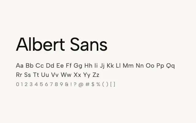 Albert Sans specimen from Google Fonts