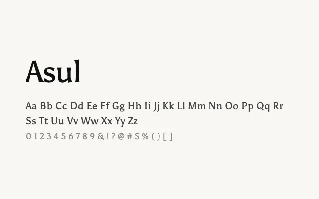 Asul specimen from Google Fonts