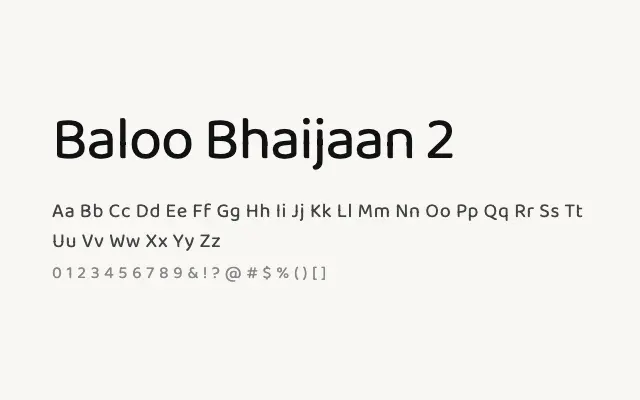 Baloo Bhaijaan 2 specimen from Google Fonts