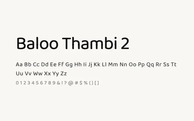 Baloo Thambi 2 specimen from Google Fonts