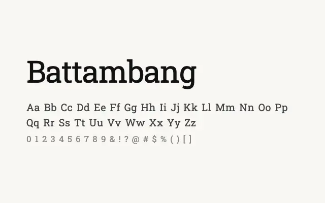Battambang specimen from Google Fonts