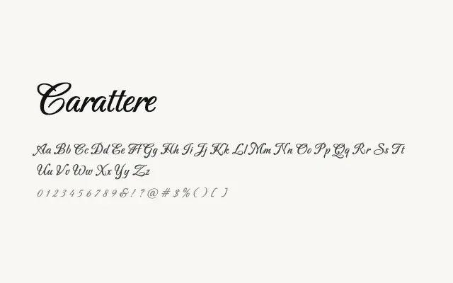 Carattere specimen from Google Fonts