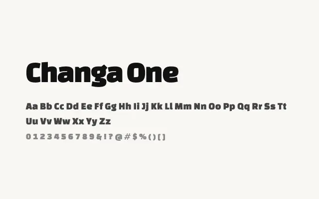 Changa One specimen from Google Fonts