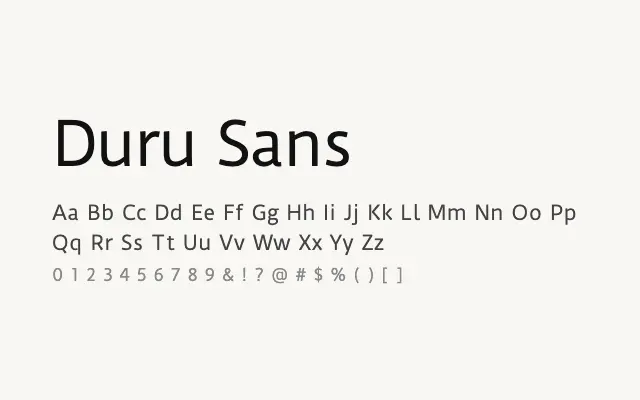 Duru Sans specimen from Google Fonts