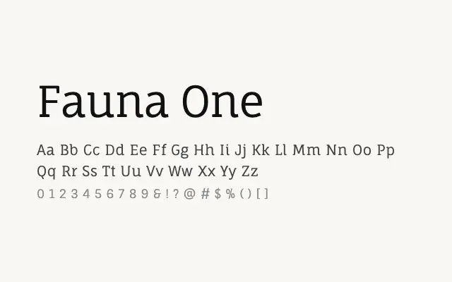 Fauna One specimen from Google Fonts