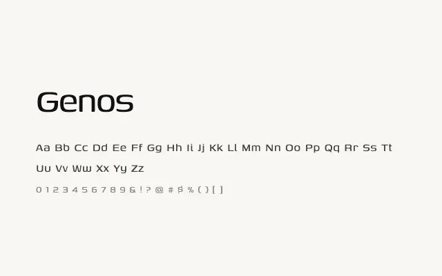 Genos specimen from Google Fonts
