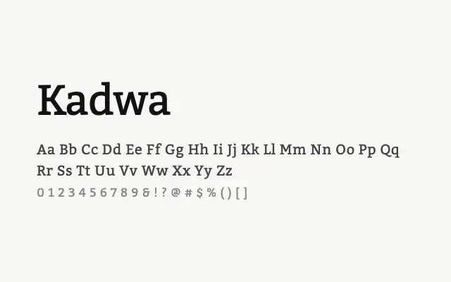 Kadwa specimen from Google Fonts