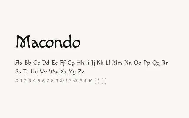 Macondo specimen from Google Fonts