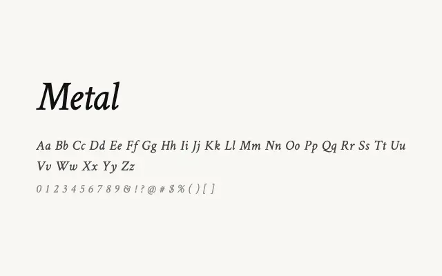Metal specimen from Google Fonts
