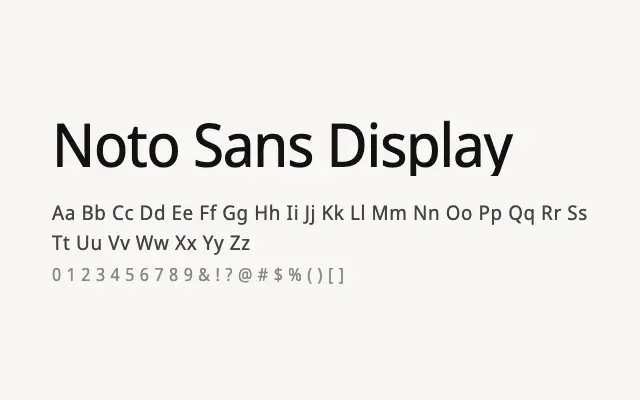 Noto Sans Display specimen from Google Fonts