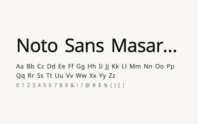 Noto Sans Masaram Gondi specimen from Google Fonts