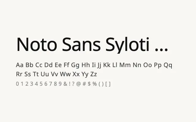 Noto Sans Syloti Nagri specimen from Google Fonts