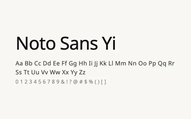 Noto Sans Yi specimen from Google Fonts