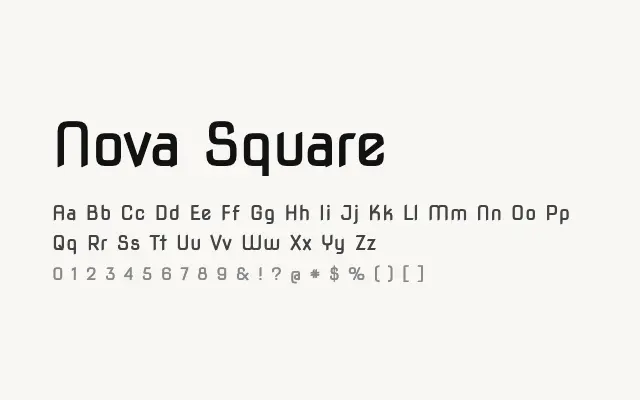 Nova Square specimen from Google Fonts