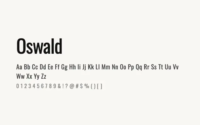 Oswald specimen from Google Fonts
