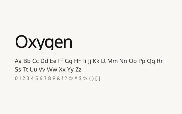 Oxygen specimen from Google Fonts