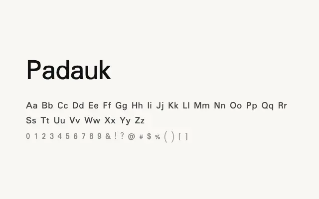 Padauk specimen from Google Fonts