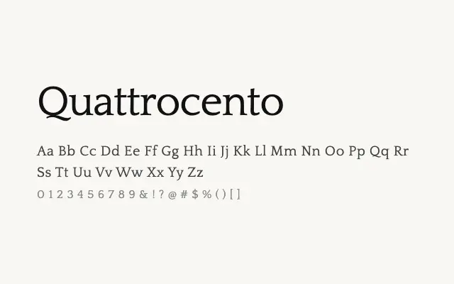 Quattrocento specimen from Google Fonts