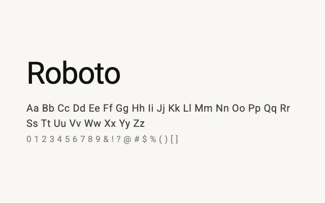 Roboto specimen from Google Fonts