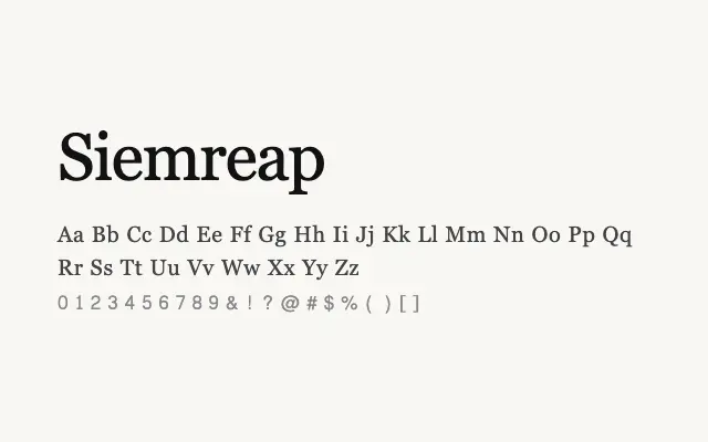 Siemreap specimen from Google Fonts