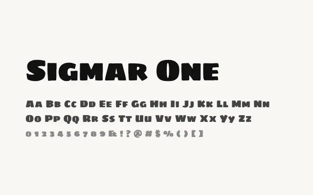 Sigmar One specimen from Google Fonts