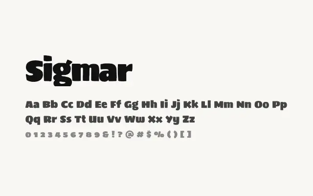Sigmar specimen from Google Fonts