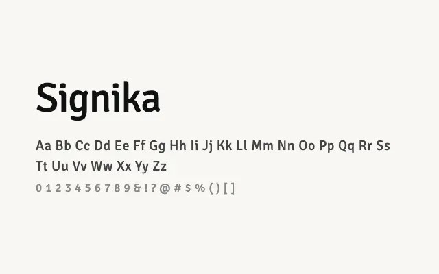 Signika specimen from Google Fonts