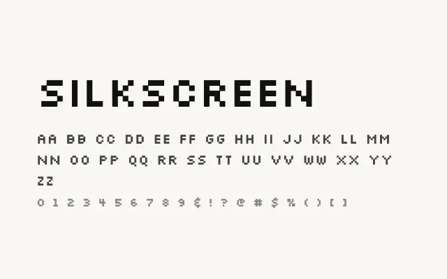 Silkscreen specimen from Google Fonts