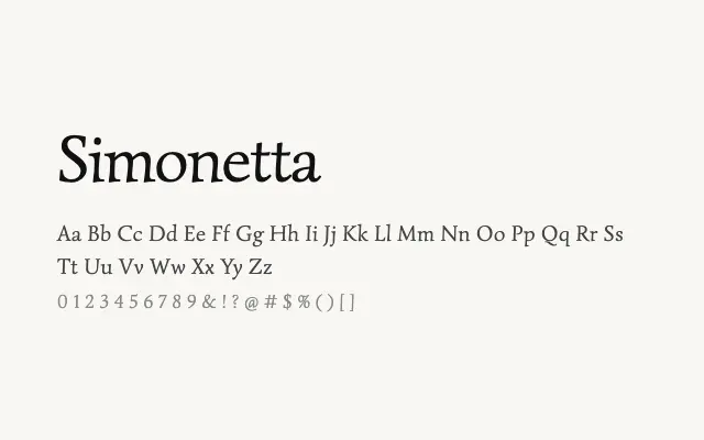 Simonetta specimen from Google Fonts